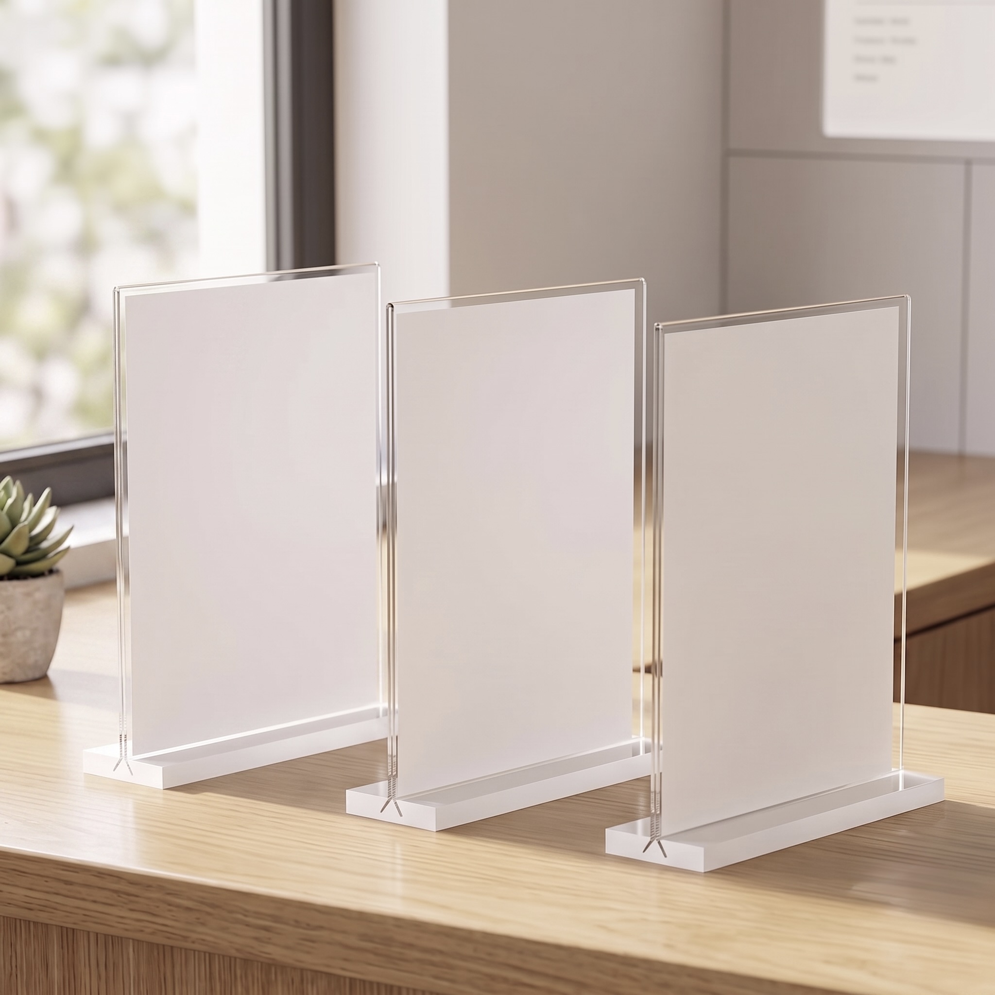 3x A4 Clear Acrylic Double Sided Display Stand