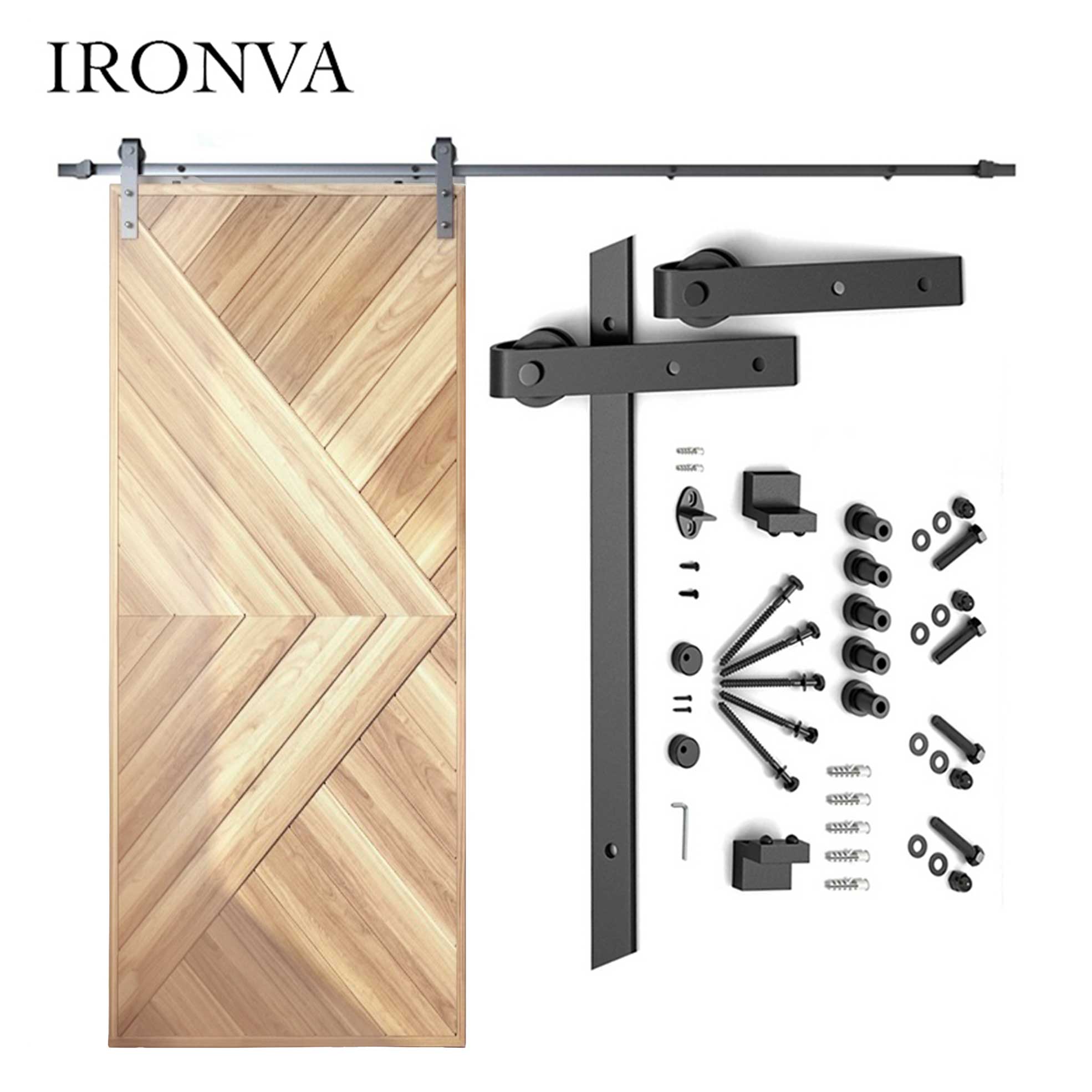 2m Carbon Steel Sliding Roller Barn Door Kit