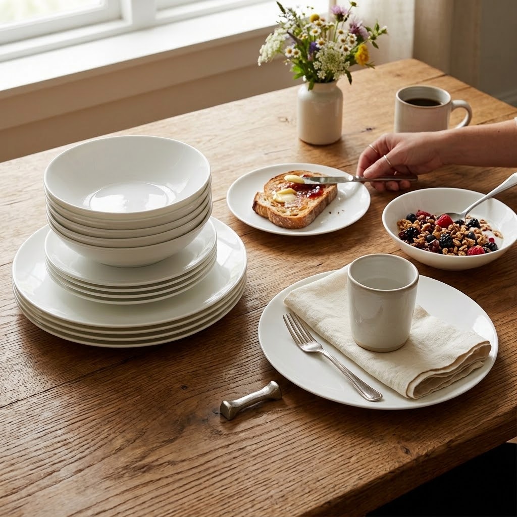 18-Piece Opal Glass Dinnerware Set
