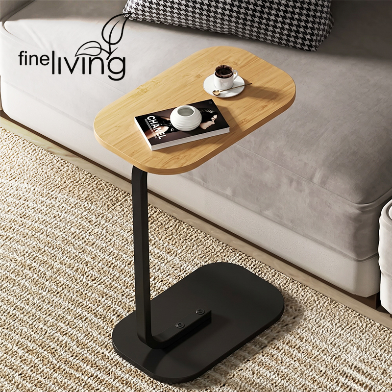 C-Shaped Wooden Side Table
