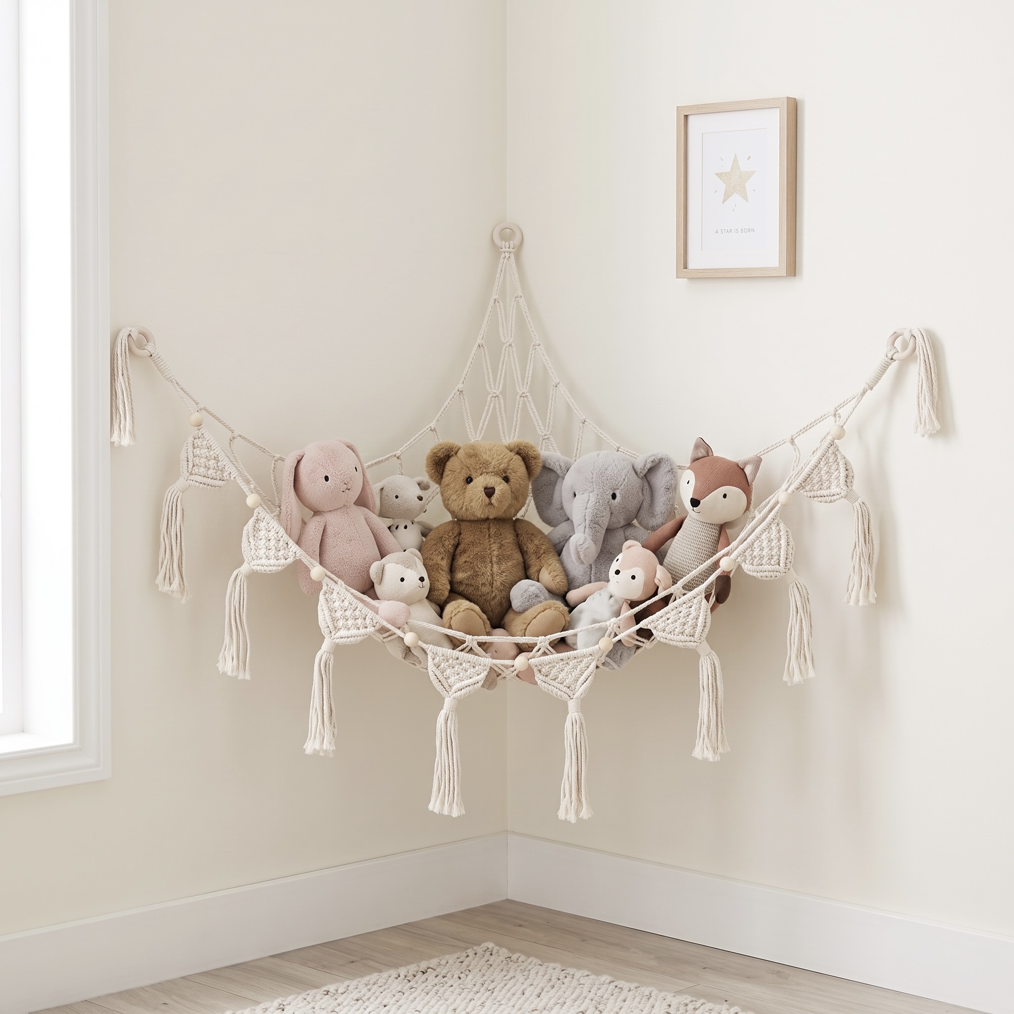 Toy Storage Mecrame Corner Hammock