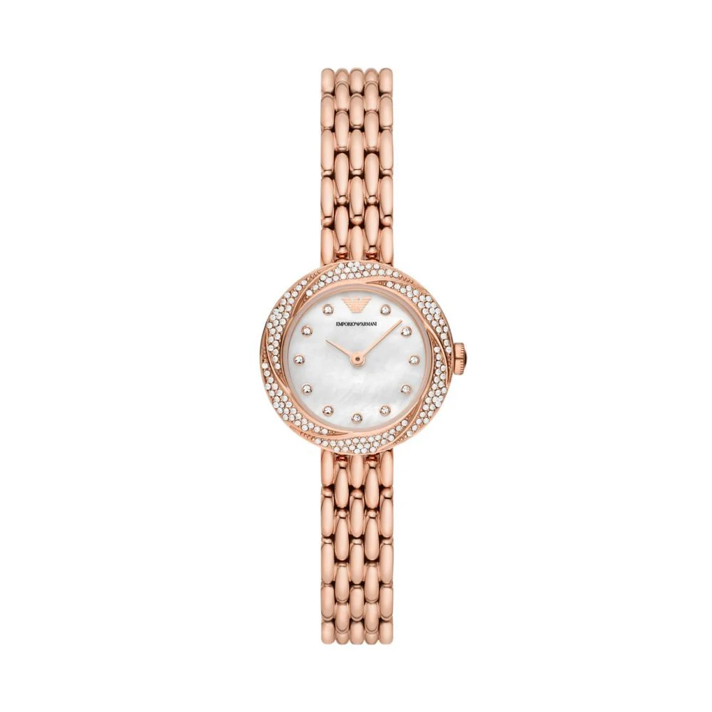 Ladies Two-Hand Rose Gold-Tone Stainless Steel Watch
