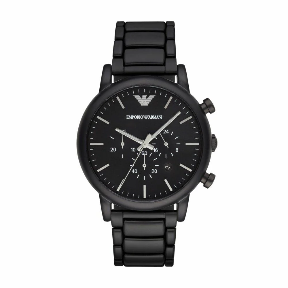 Men's Chronograph Black Stainless Steel Watch