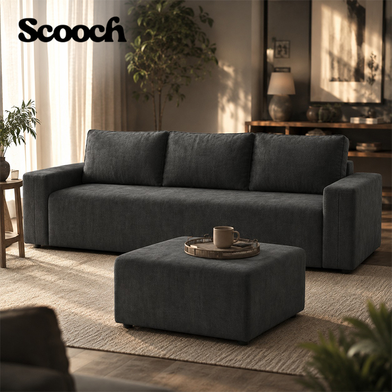 4-Seater Toffee Centre Couch with Ottoman