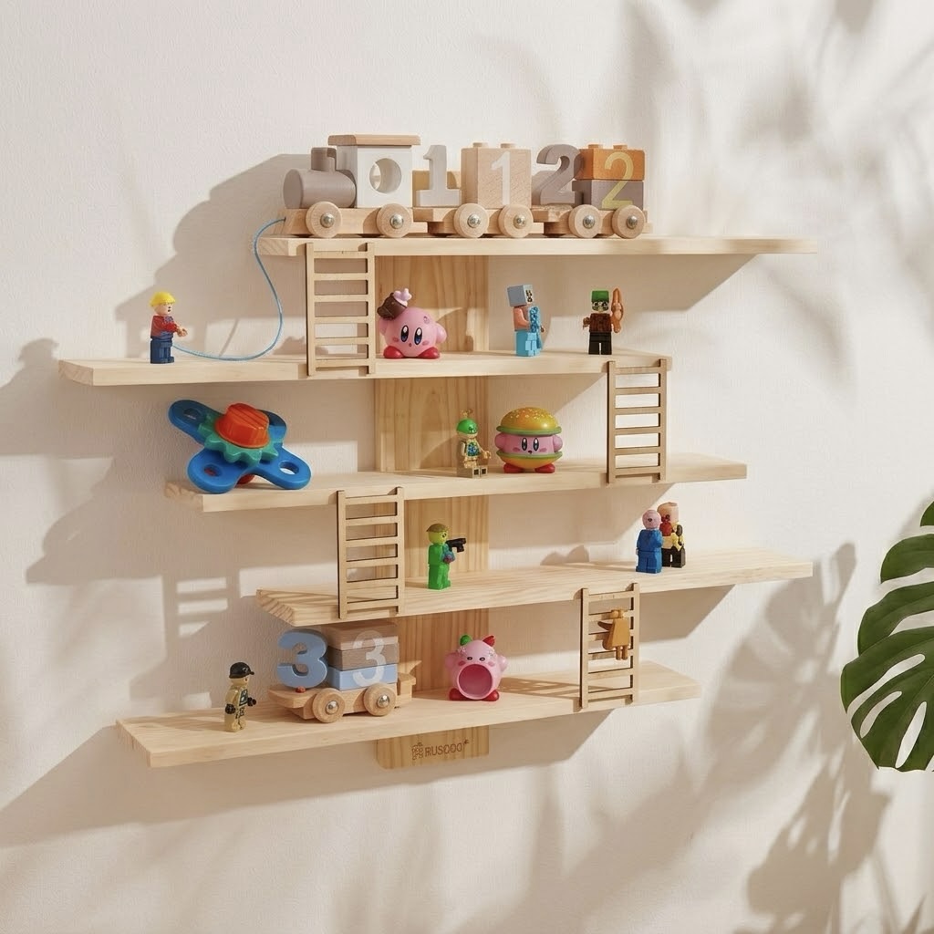 5-Tier Mini Wooden Floating Shelf