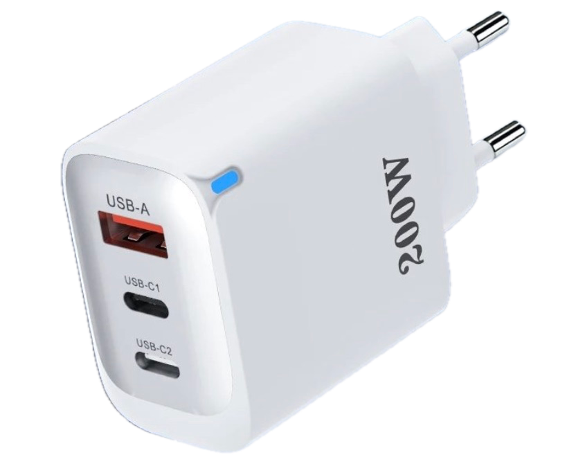 2x 3-Ports 200W USB-A Port 2.4A USB-C PD Fast Chargers