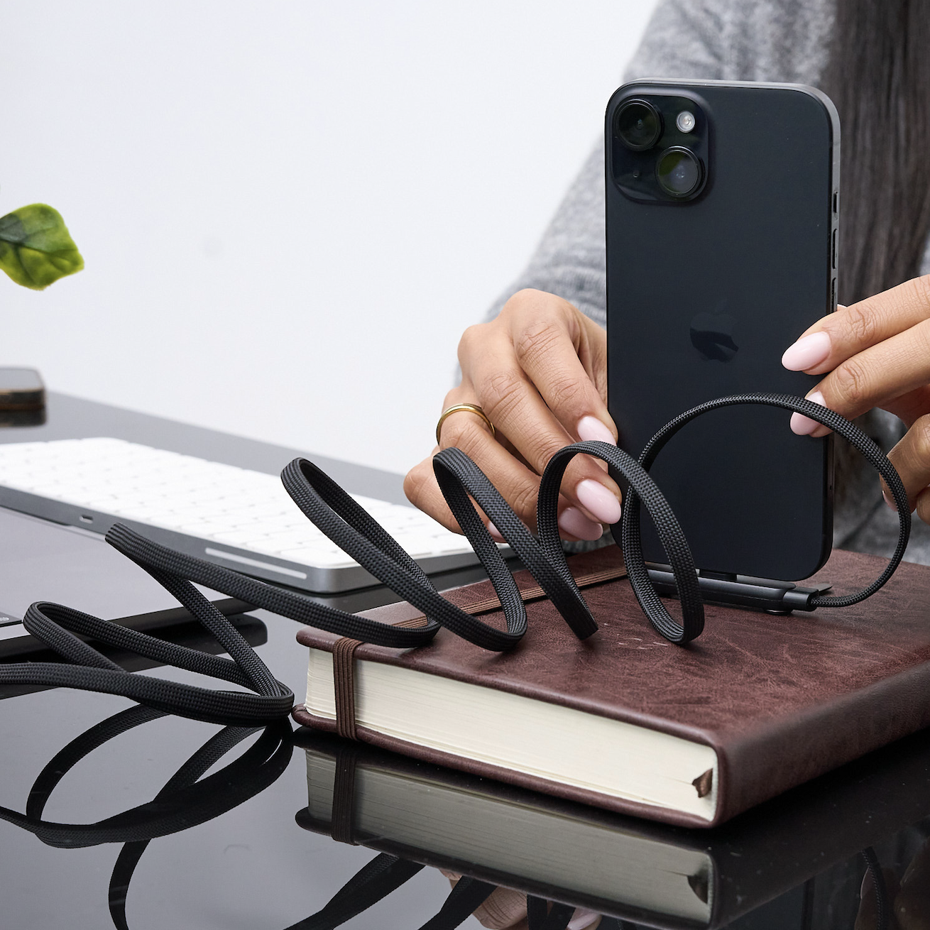 240W 1.2m Foldable Type-C to Type-C Charging Cable with Stand