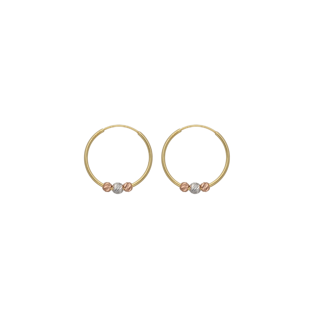 Gold Bonded Hoop Earrings with Multi-tone Balls