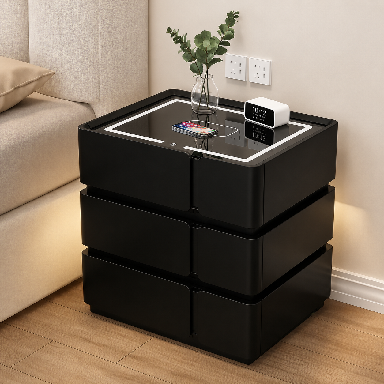 Wireless Smart 3-Drawer Bedside Table