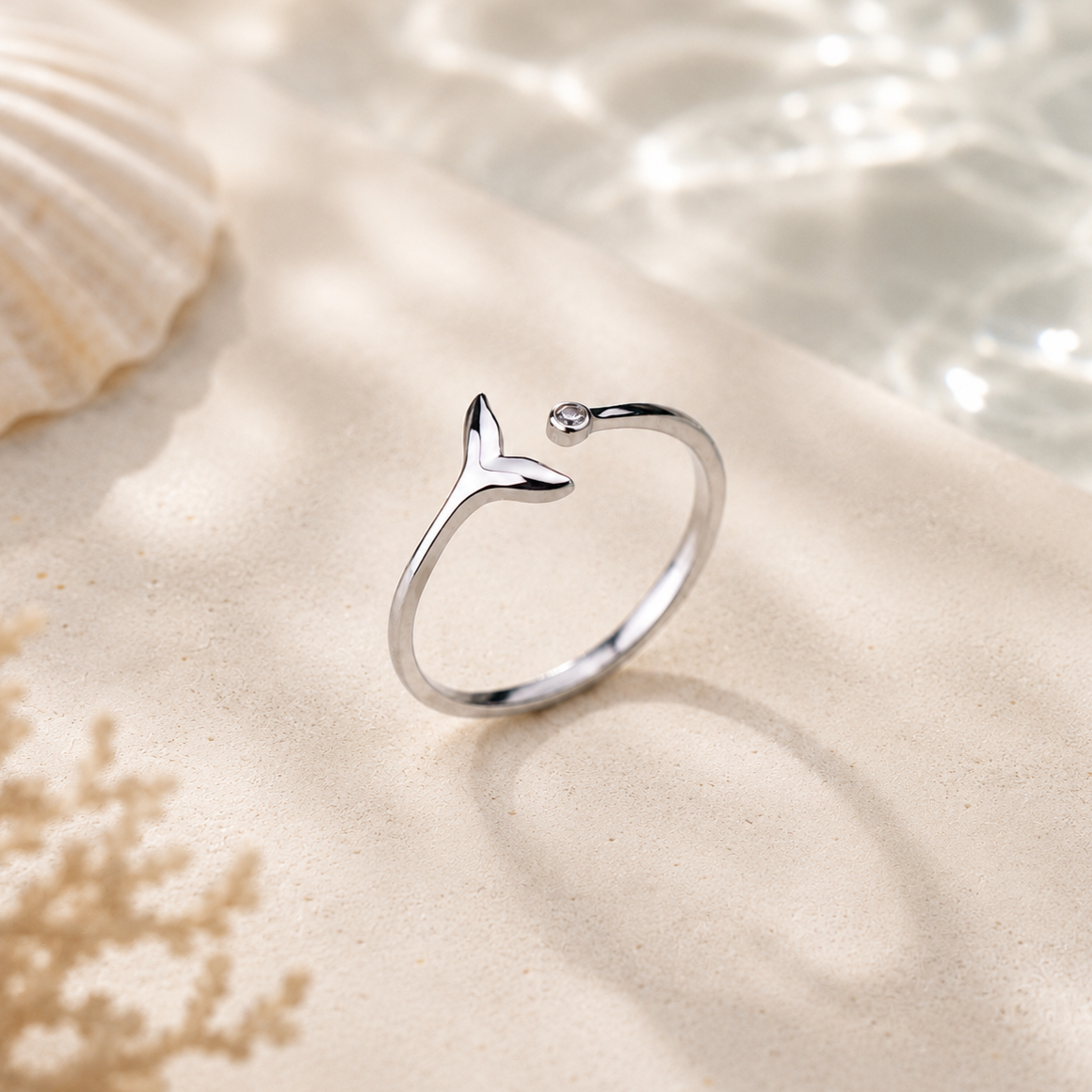 Genuine Sterling Silver Whale Tail Ring