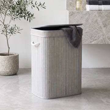 75L Bamboo Laundry Basket with Attached Lid