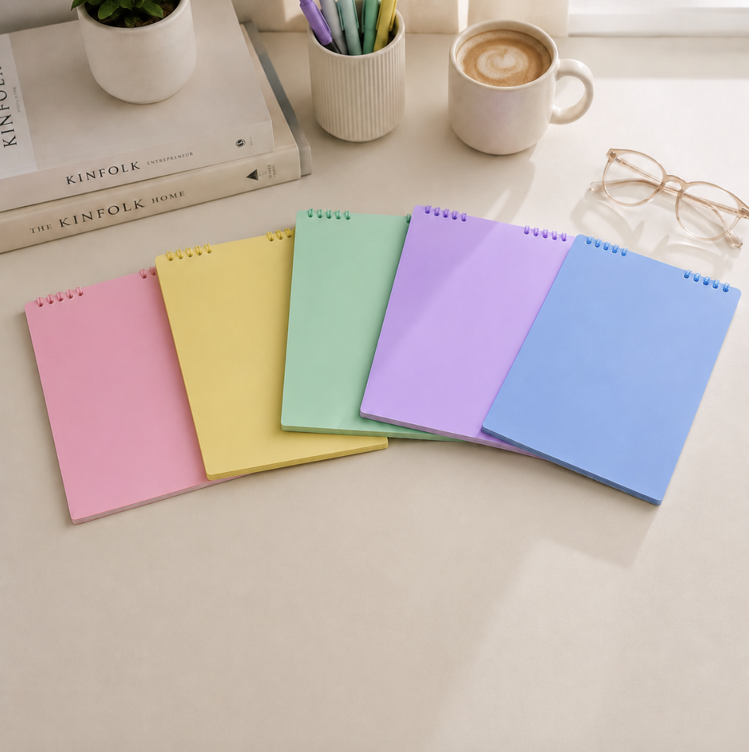 5x A5 or A4 Lined Spiral Notebooks