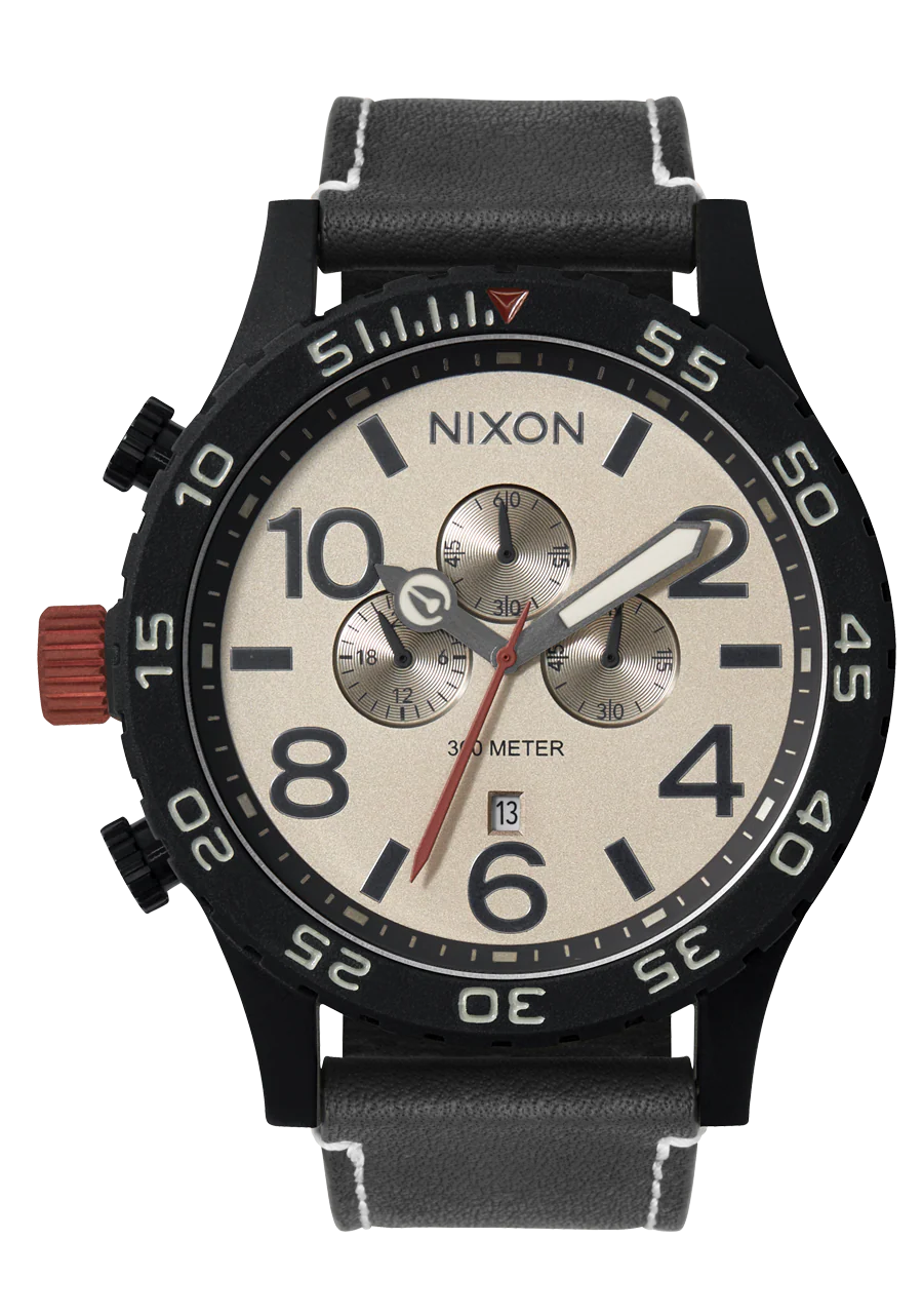 Men's Black 51-30 Chronograph Genuine Leather Watch