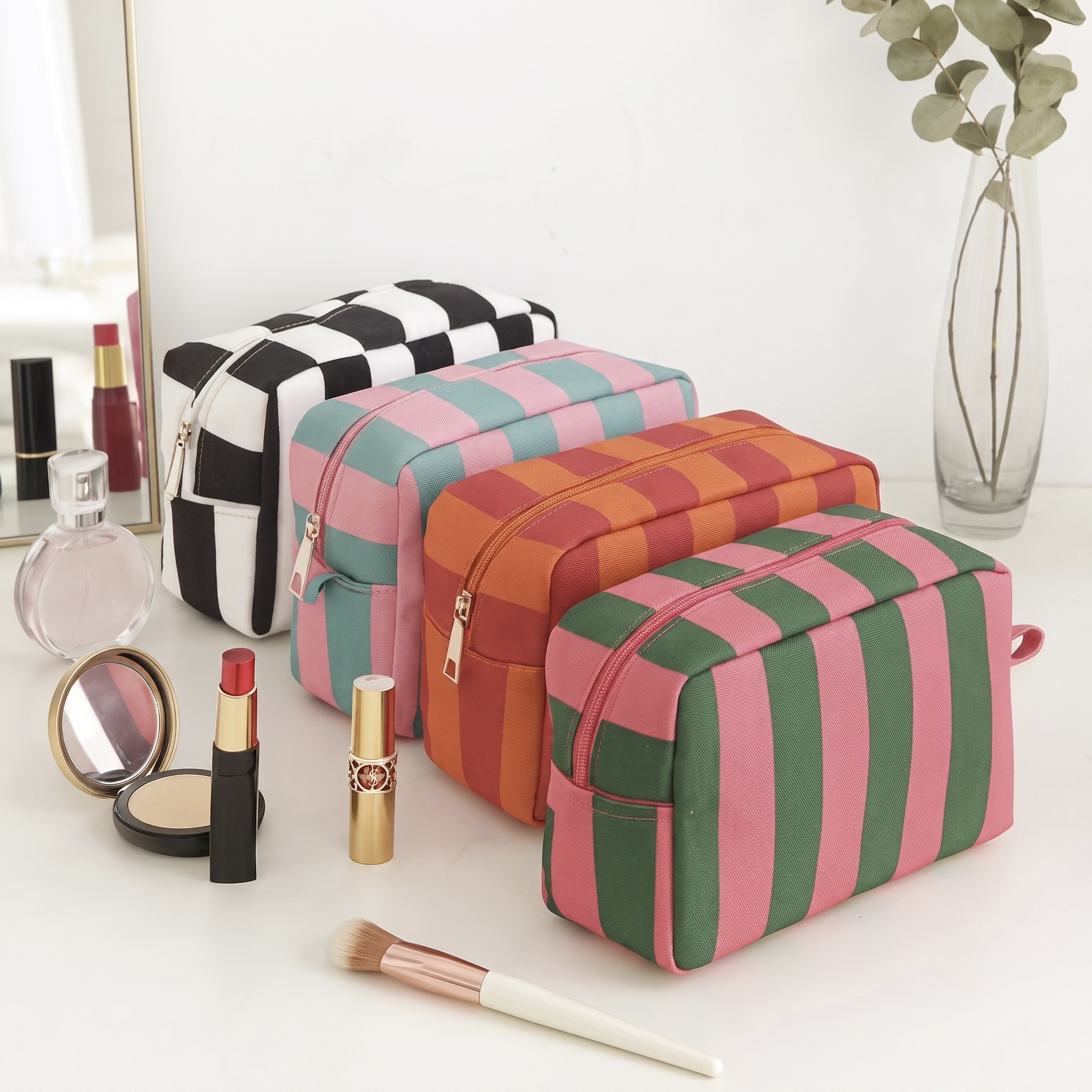 Striped Organiser Travel Pouch