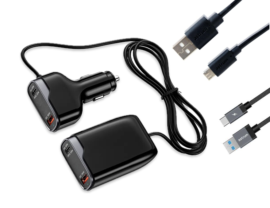 33W PD100 Go Fast Car Charger with 2x Cables