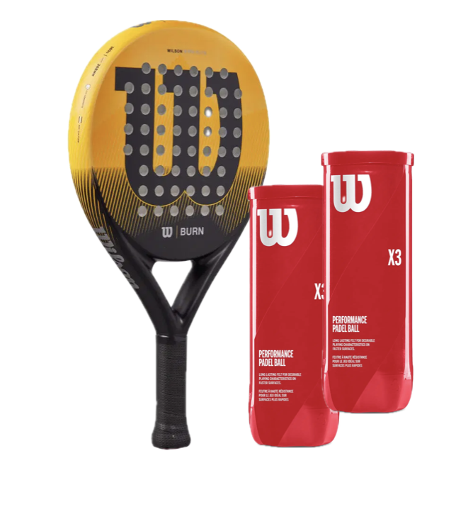 Burn Elite Round Padel Racket with 2x 3's Padel Balls