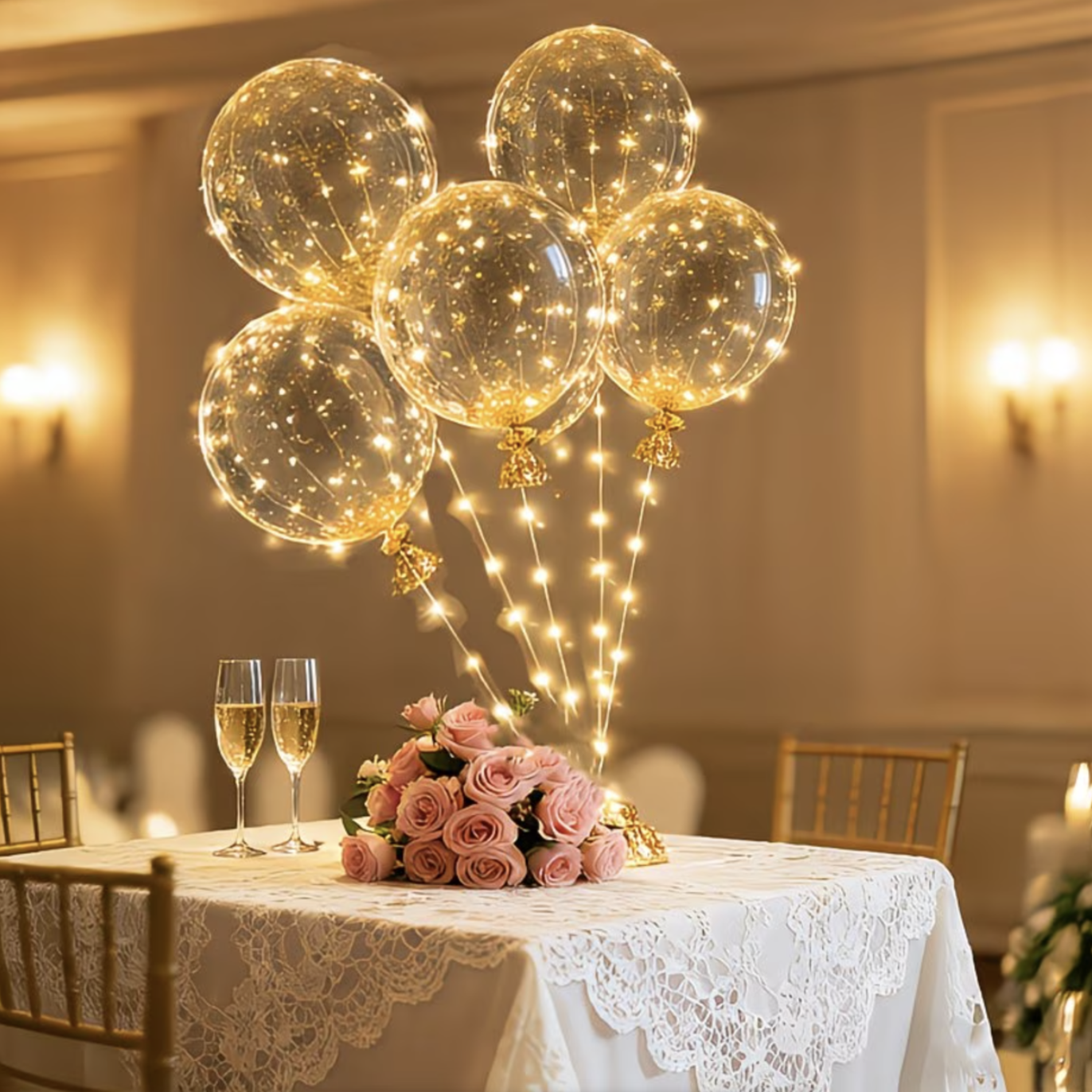 10x Decorative Balloons with Fairy String Lights