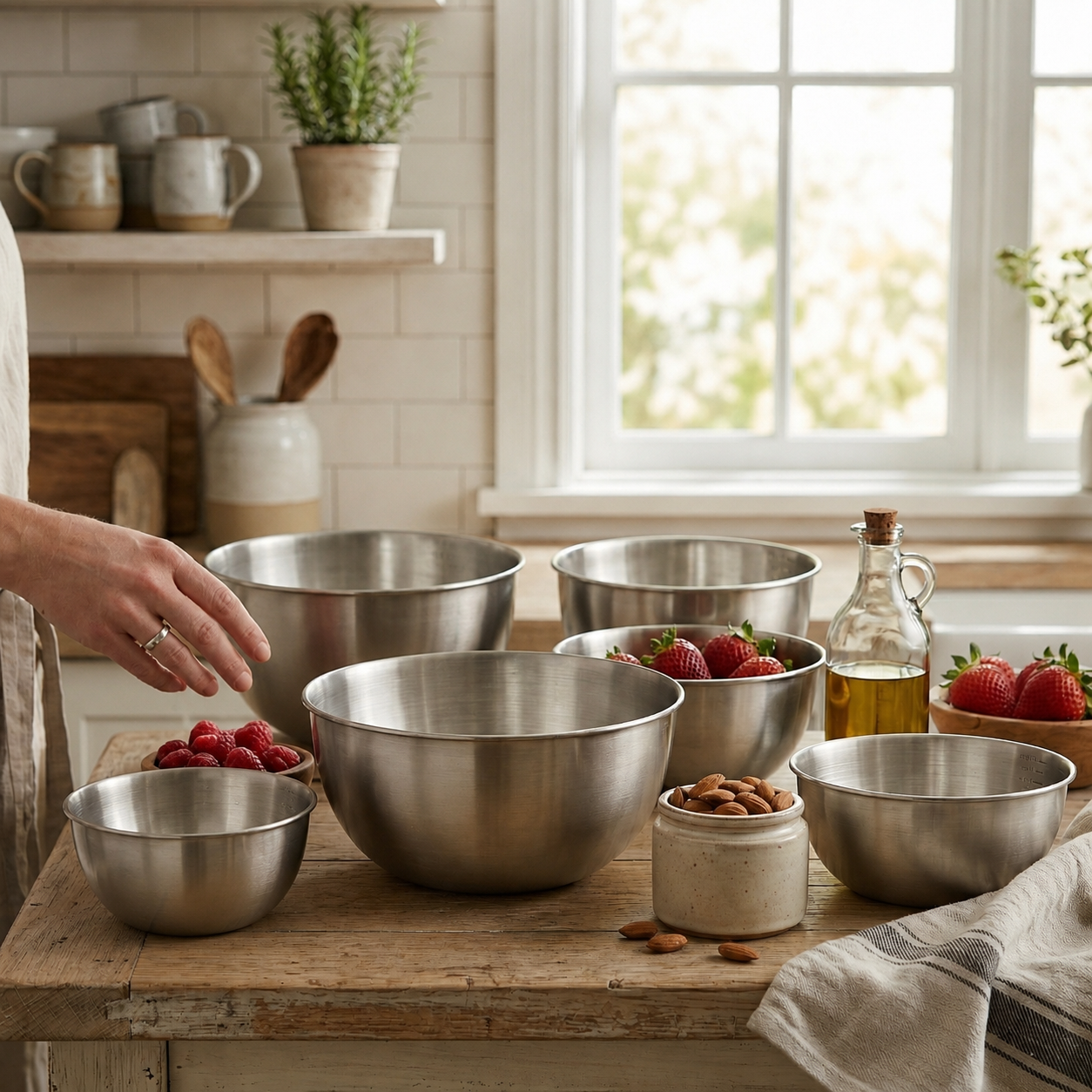 6-Piece Stainless Steel Nesting Mixing Bowl Set