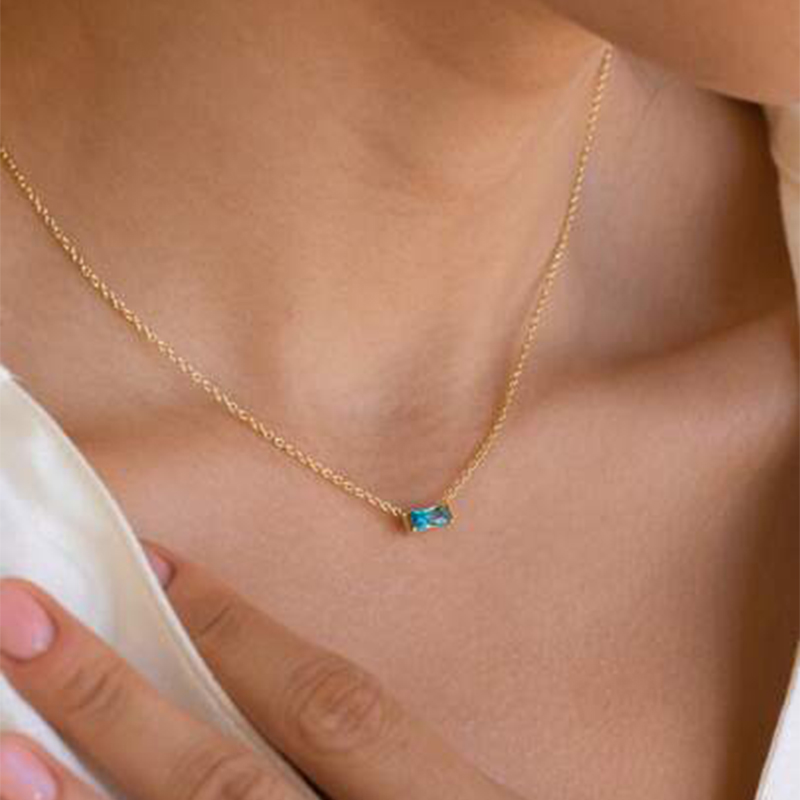 Baguette Birthstone Necklace Collection with Gift Bag