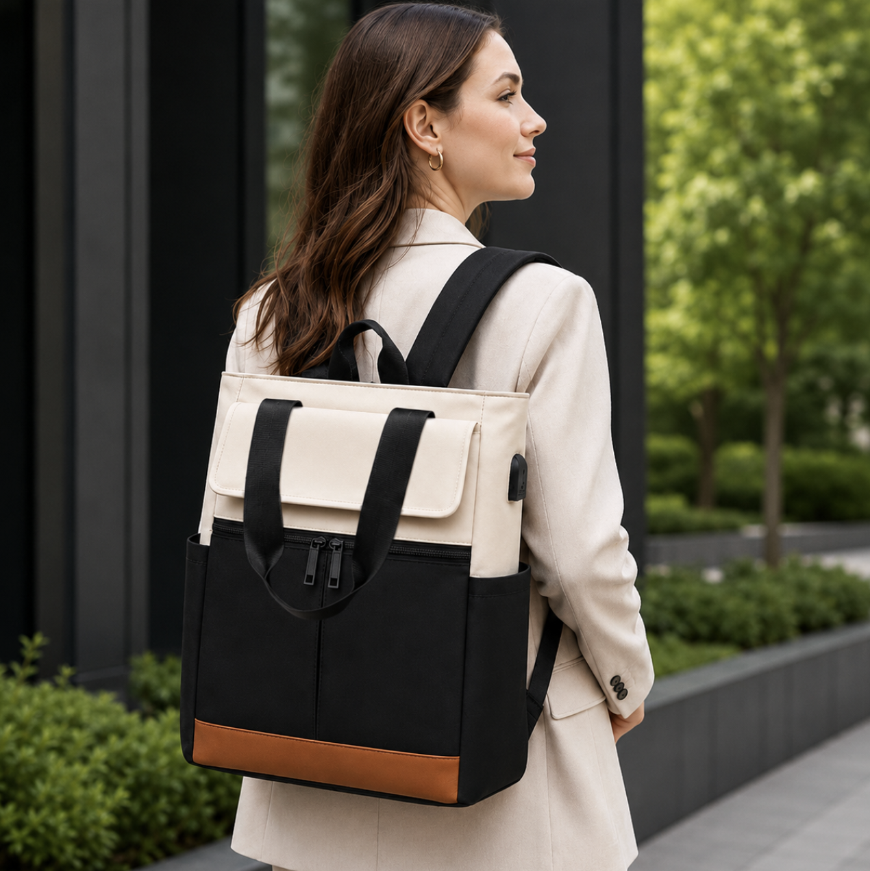 2-in-1 Convertible Backpack and Tote with USB Charging