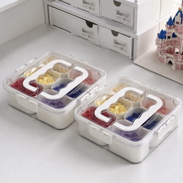 2x 6-Compartment Snack Container Boxes with Handles
