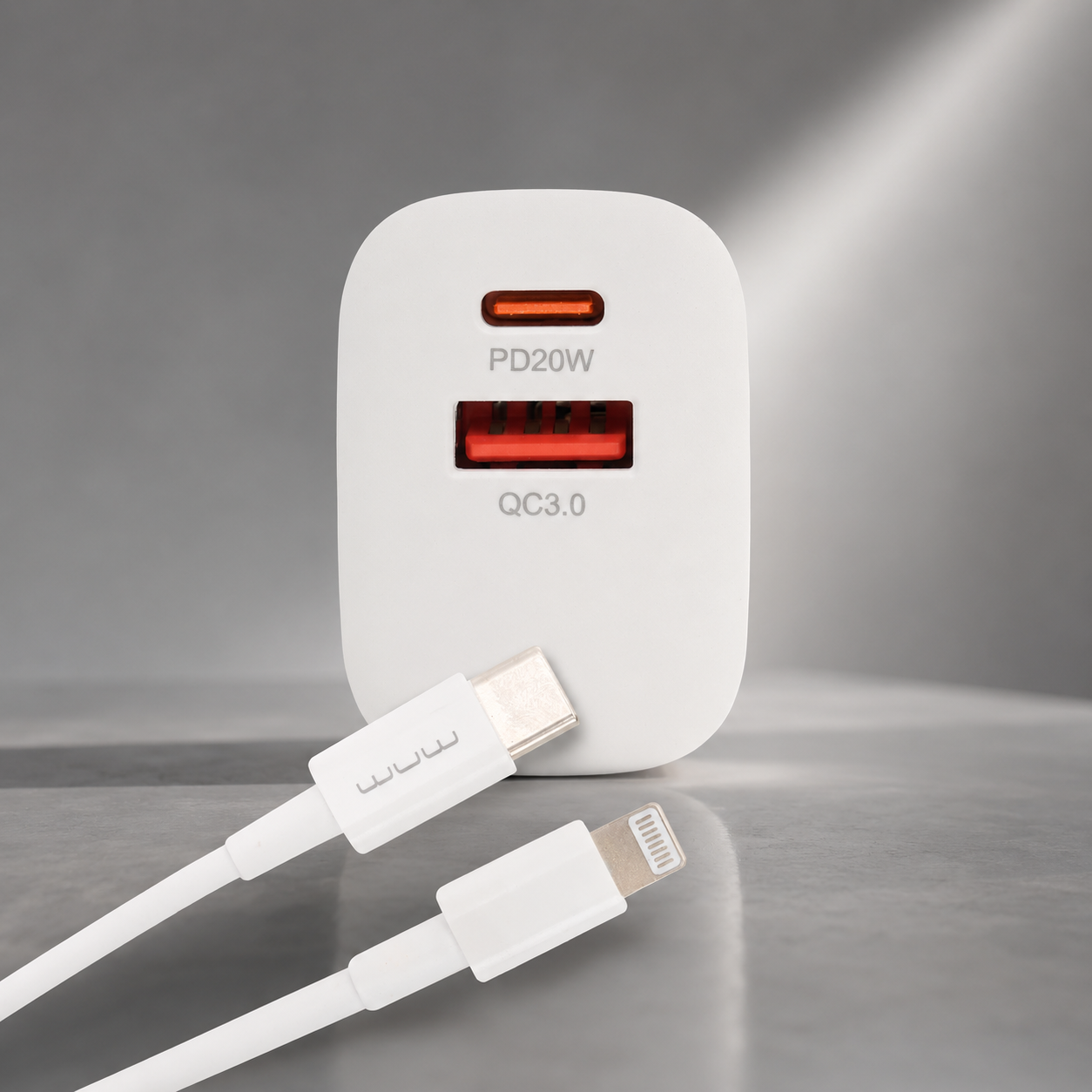 2x Dual Port Charger Blocks with Type-C to Lightning Cables
