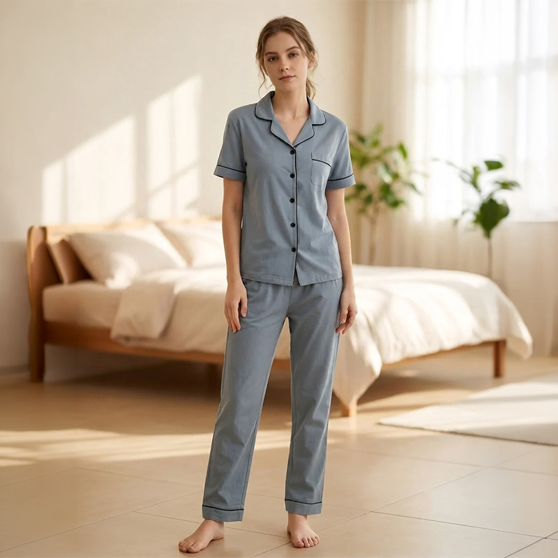 Ladies 2-Piece Button Down Sleepwear Set