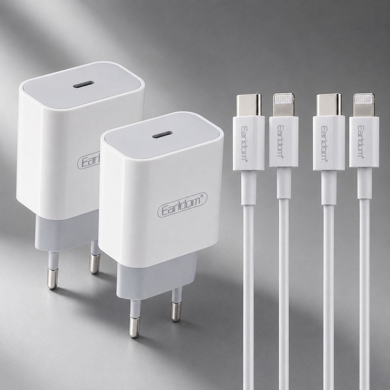 2x 20W PD Blocks & 1m Type-C to Lightning Fast Charging Cables