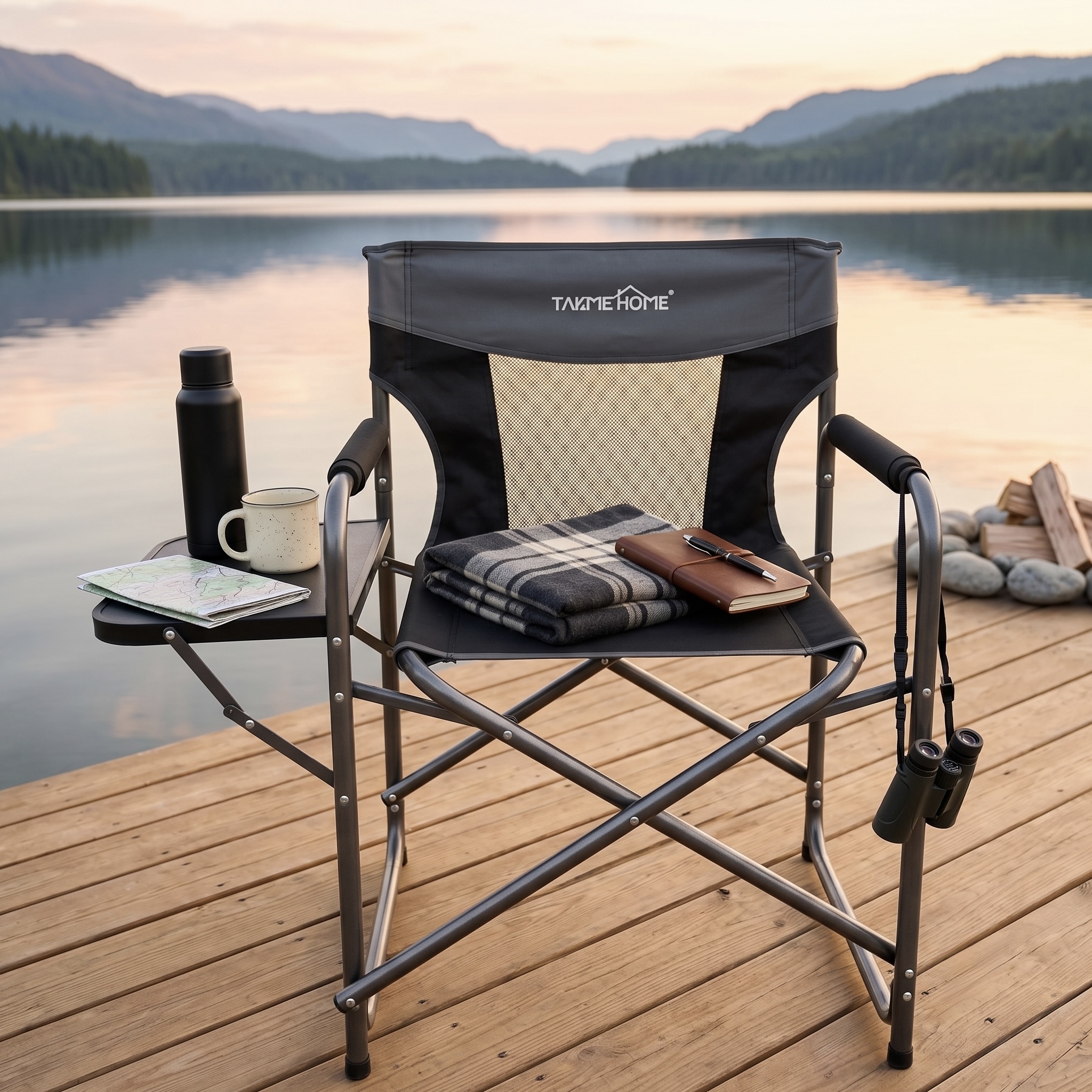 テーブル・チェア・ハンモック One Hand Mini Table - Satin Black 42% off on Foldable Chair with Side Table | OneDayOnly