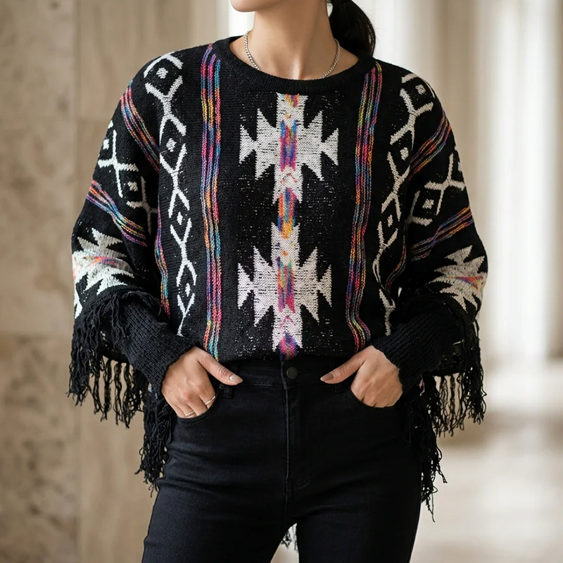 Ladies Knitted Style Poncho