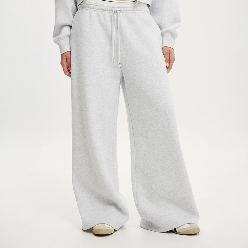 Ladies Cotton Blend Drawstring Wide Leg Sweatpants