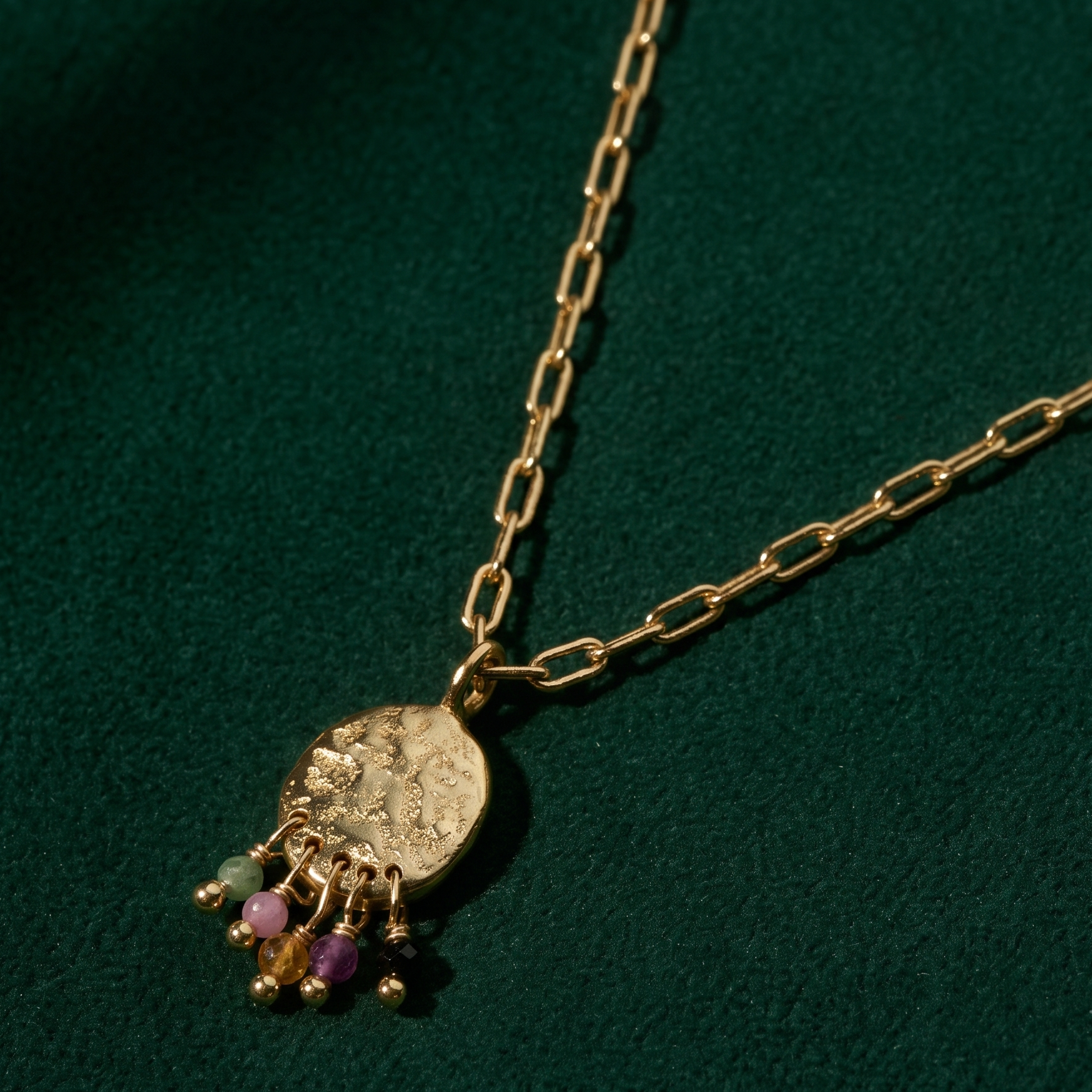 18k Gold-Plated Necklace with Tourmaline Pendant