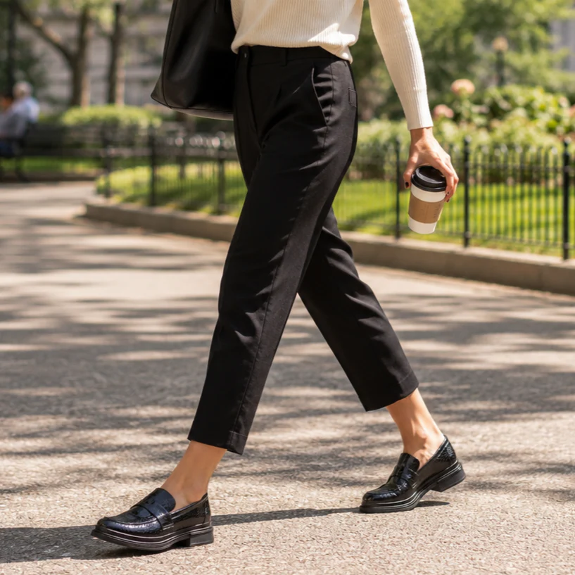 Ladies Patent Genuine Leather Wattle Loafers
