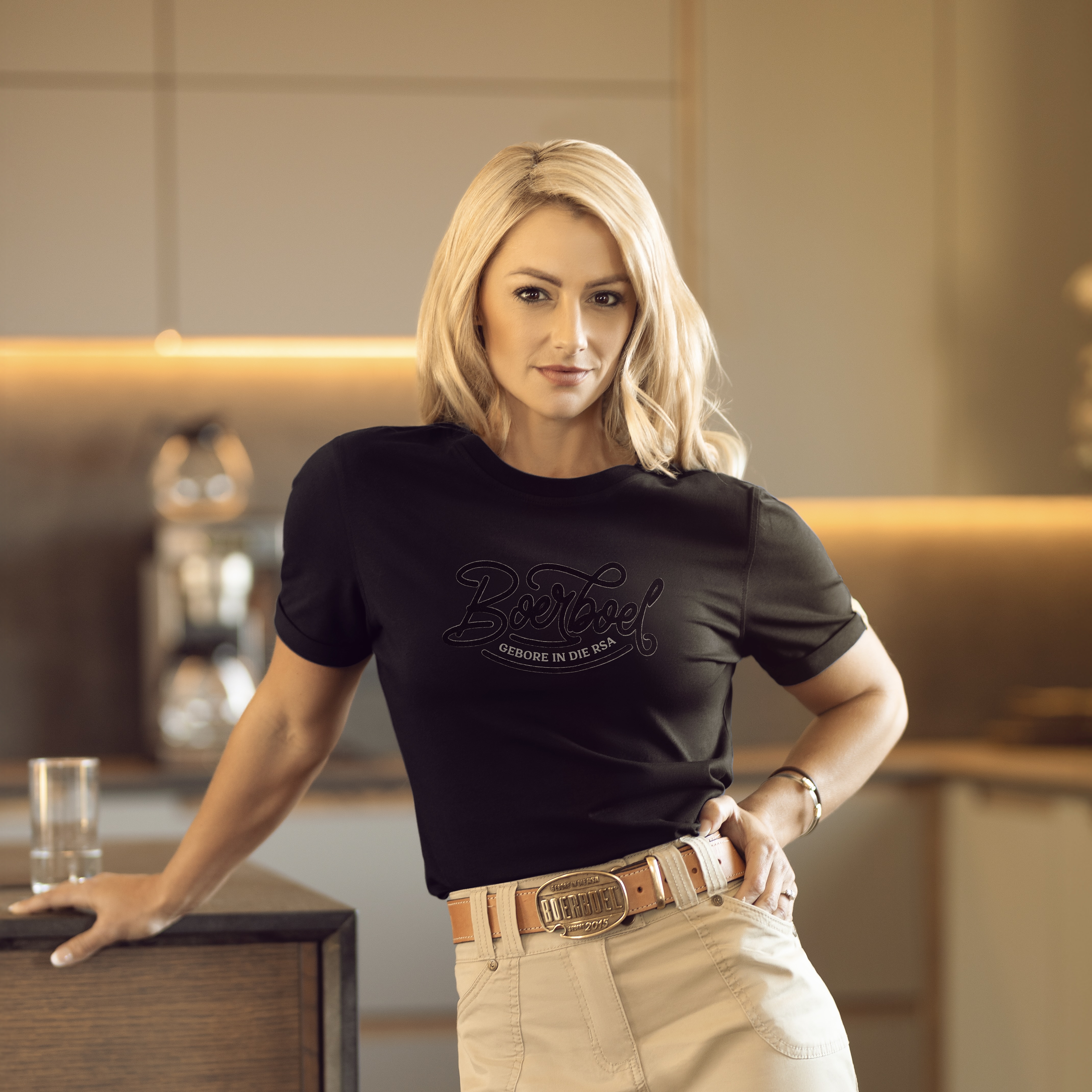 Ladies Black Flock Print Cotton T-Shirt