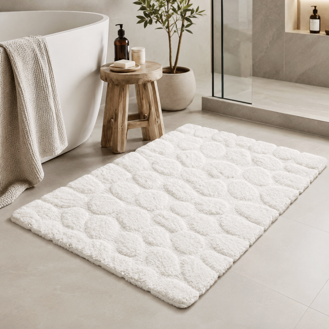 Plush Pebbled Non-Slip Bath Mat