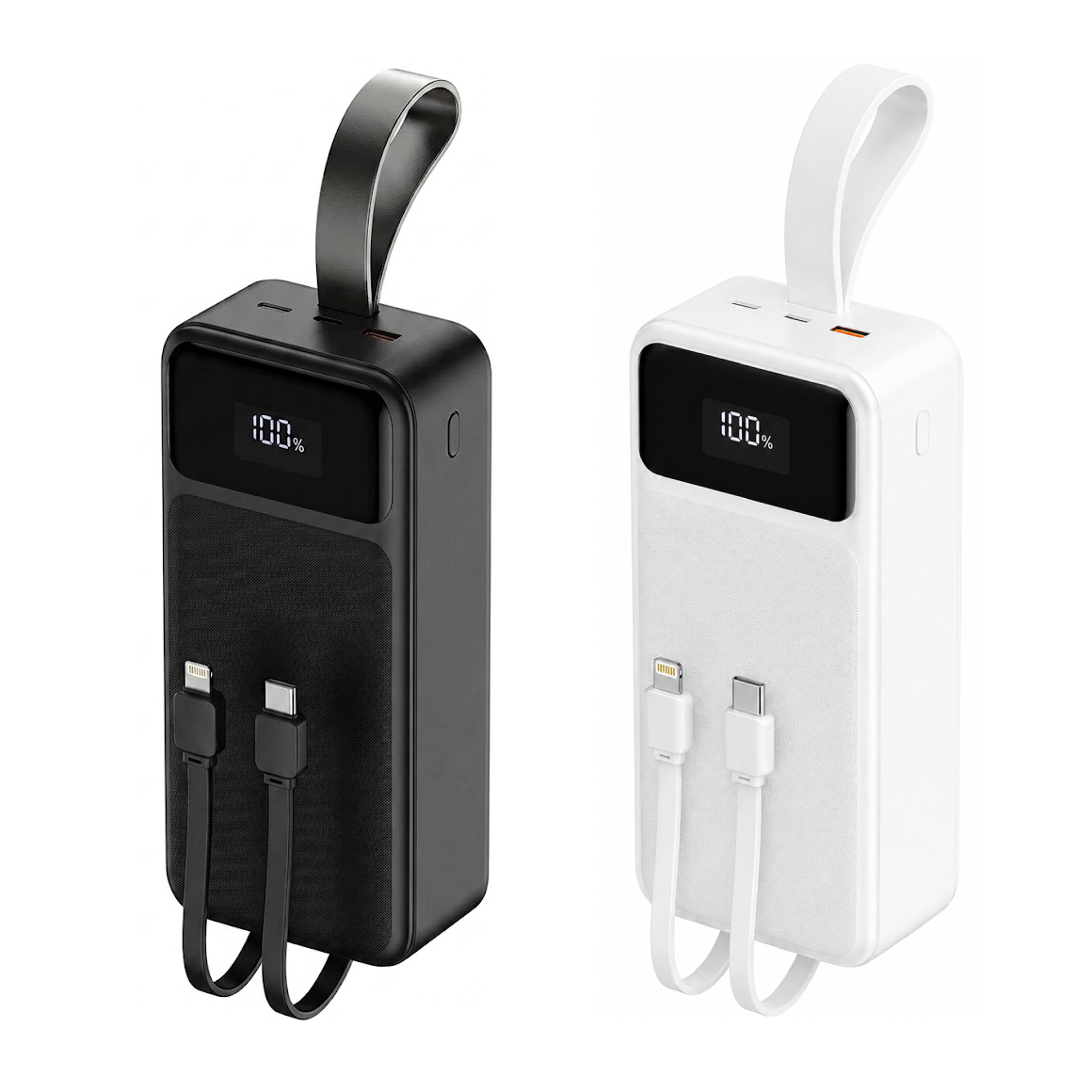 30000mAh 22.5W Fast Charging Power Bank with Built-In Cables