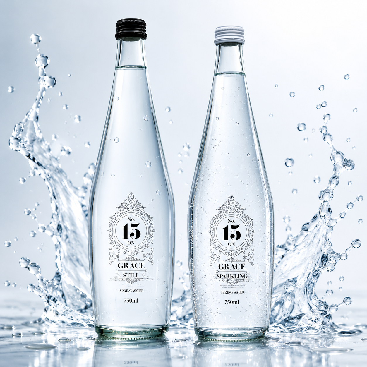 12x 750ml Still or Sparkling Glass Spring Water Bottles
