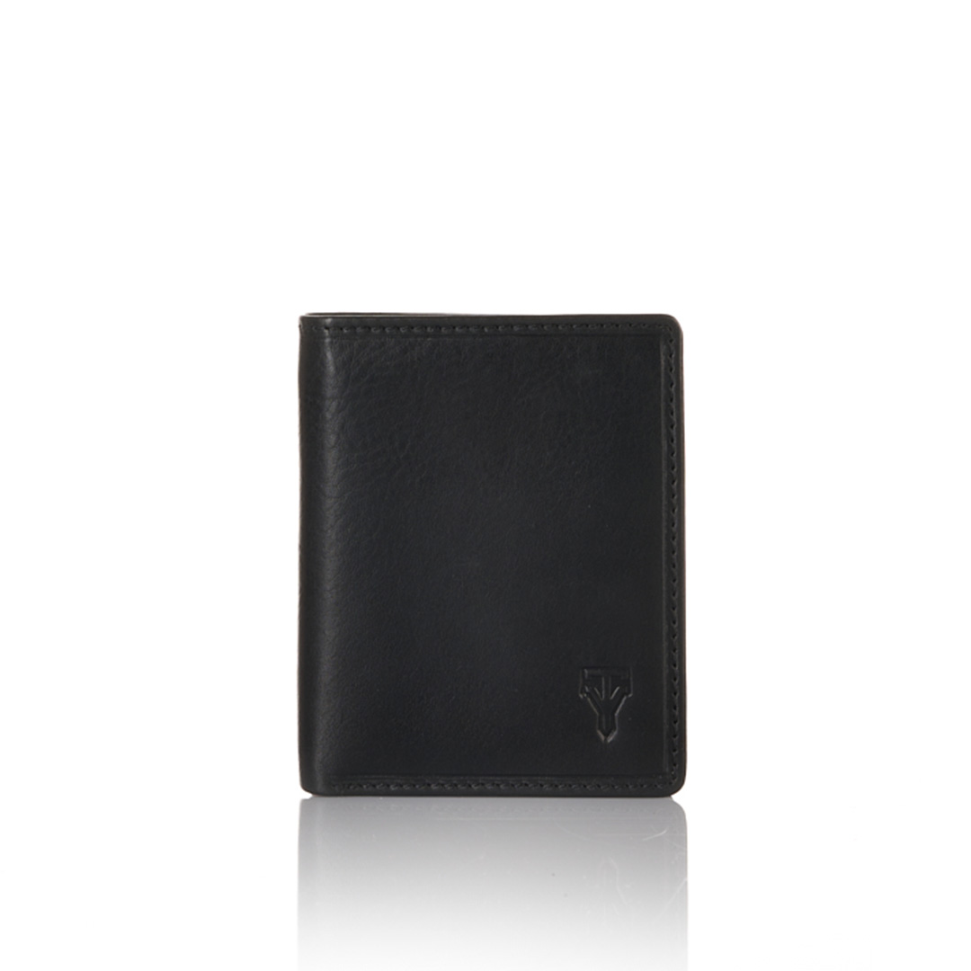 Genuine Leather Compact Wallet With ID Window And Coin Zipper