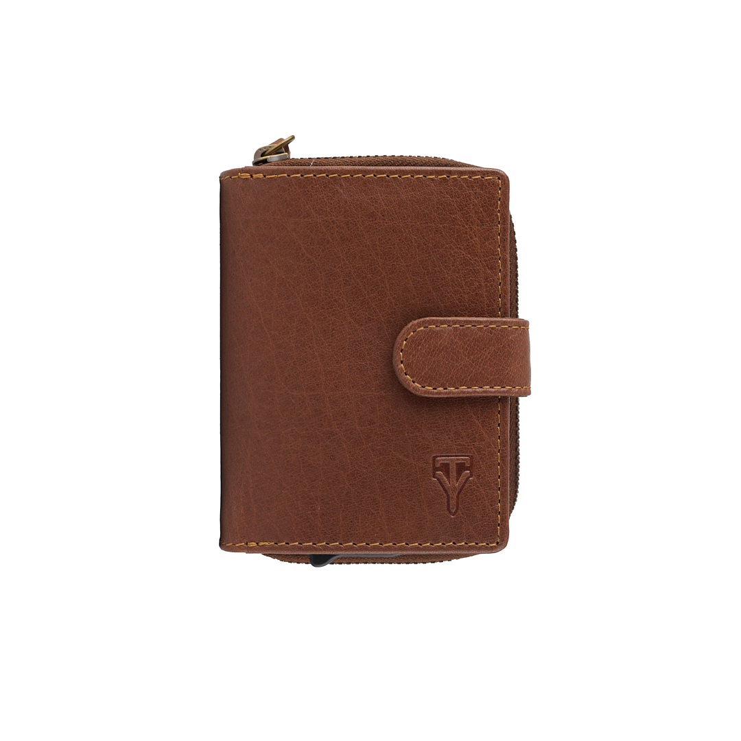 Genuine Leather Pop Up Wallet with  Zipped Pouch