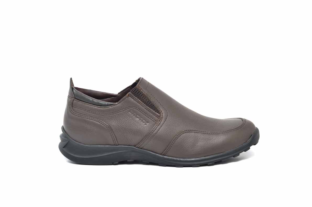 Men's Genuine Leather Brown Strike Slip-Ons