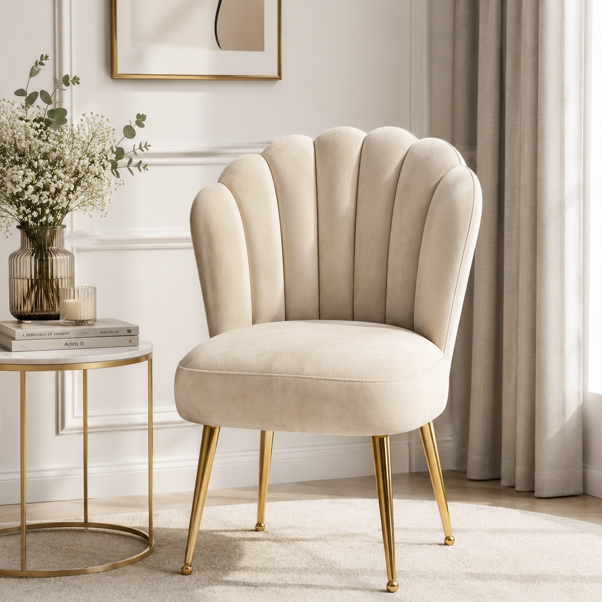 Soft Velvet Scalloped Chair