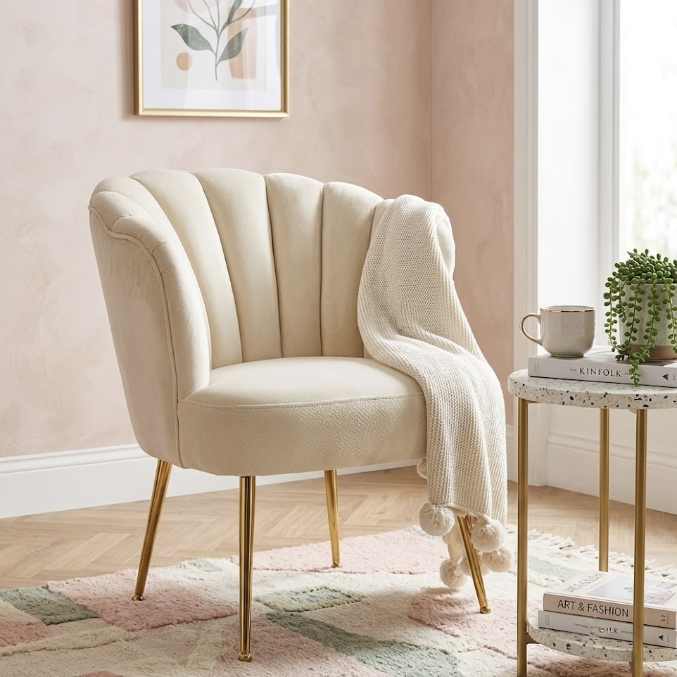 Soft Velvet Scalloped Chair