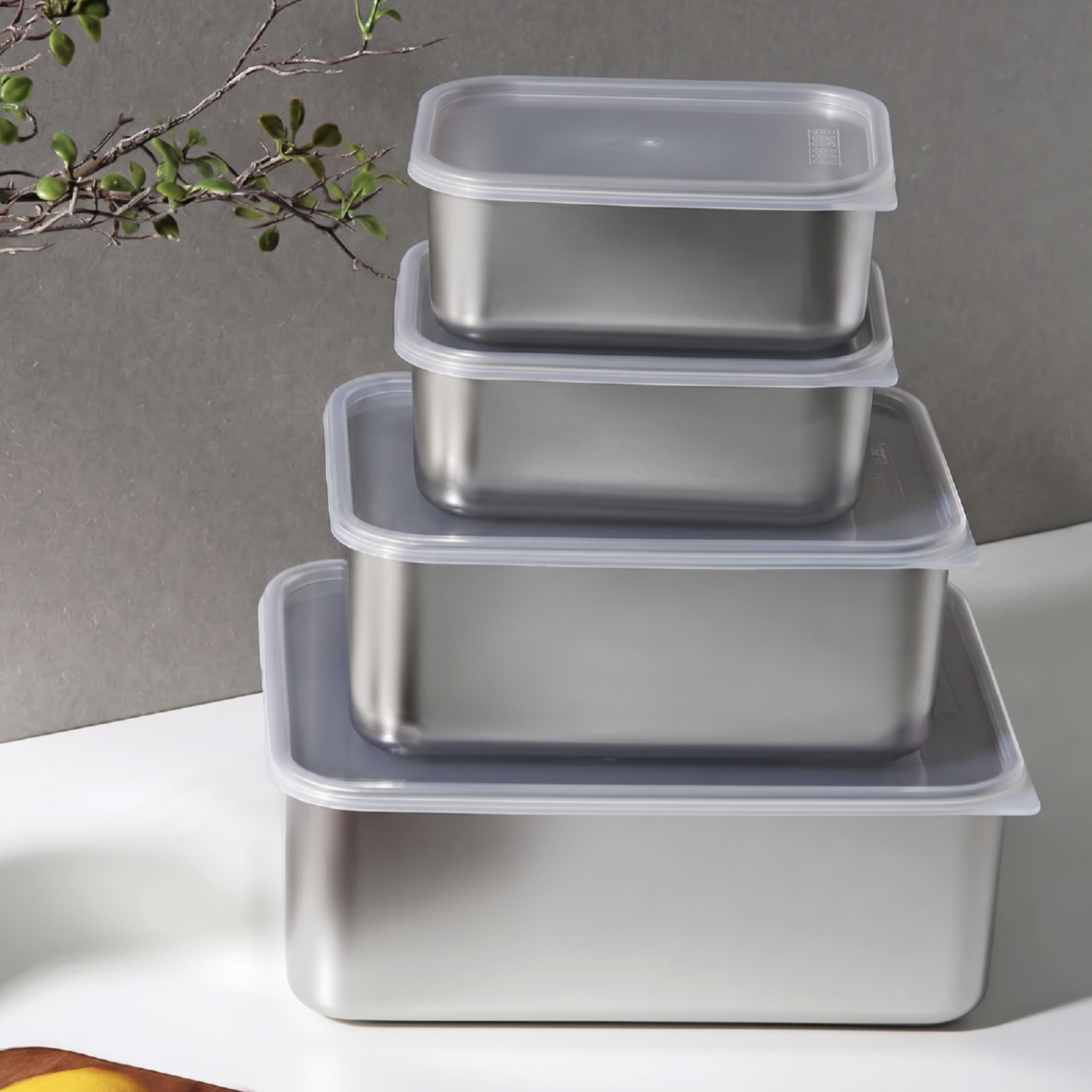 8-Piece Rectangular Stainless Steel Containers with Lids