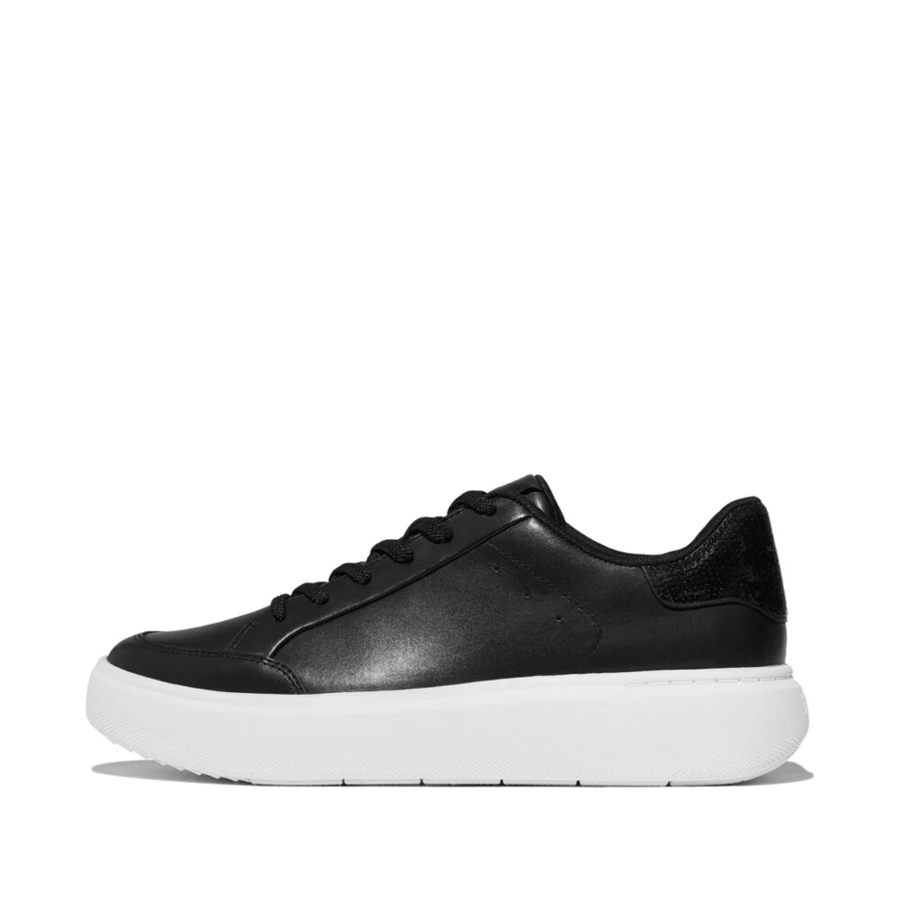 Ladies Black RTG Sequin-Back Genuine Leather Sneakers