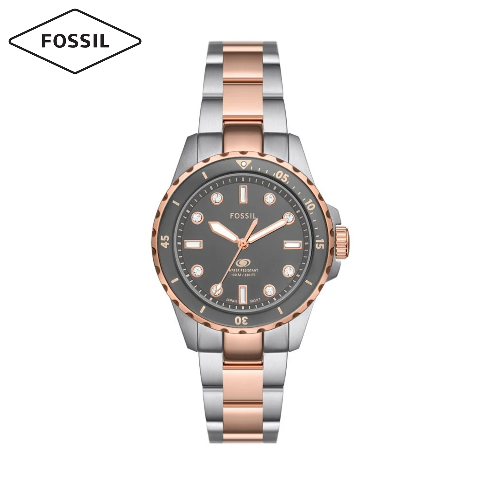 Ladies Fossil Blue Dive Three-Hand Stainless Steel Watch
