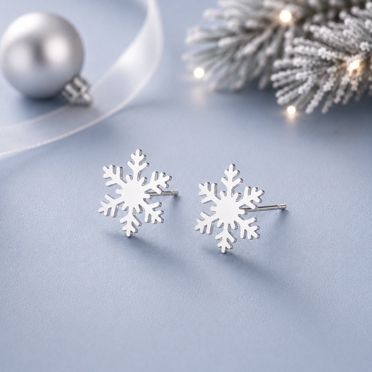 Stainless Steel Snowflake Earrings