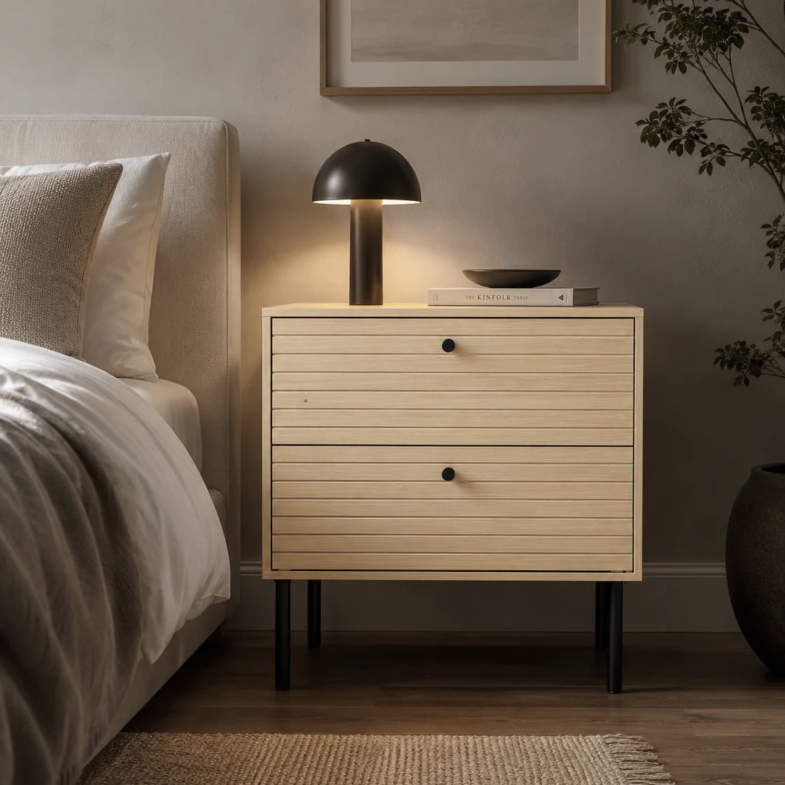 2-Drawer Side Pedestal Table