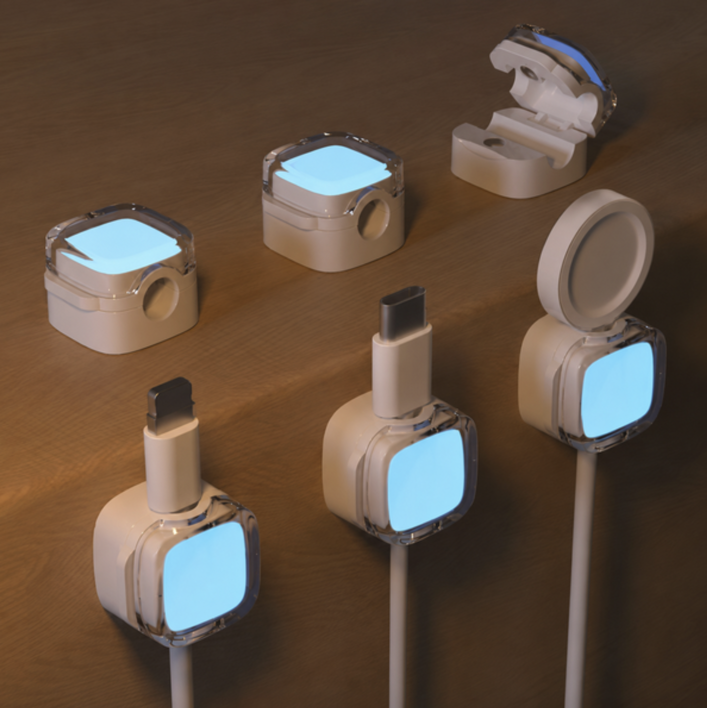 6x Glow-in-the-Dark Cable Holder Clips