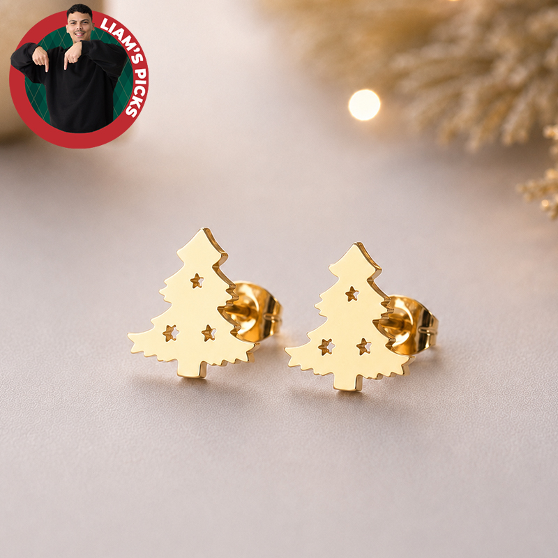 18k Gold Plated Christmas Tree Earrings