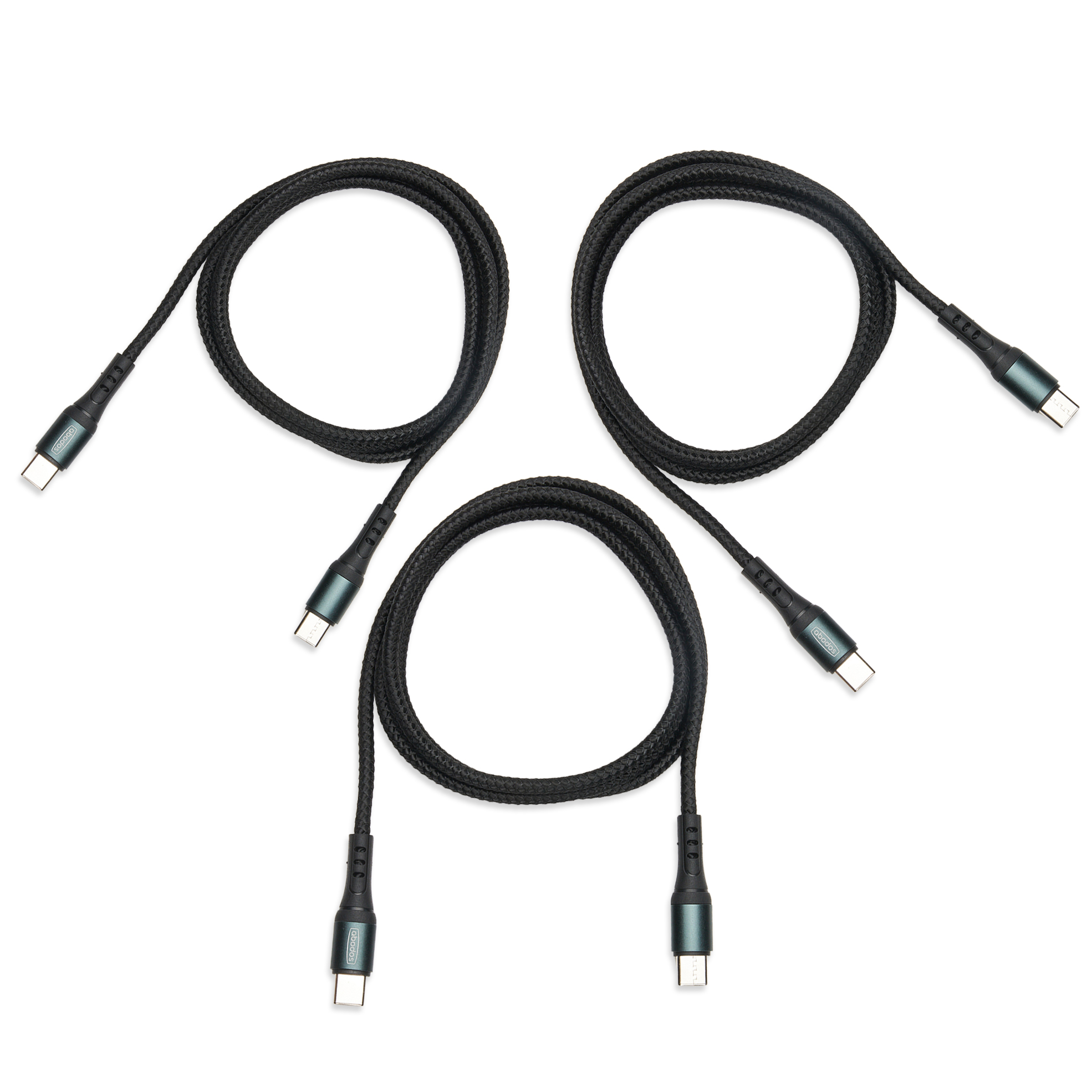 3x 1m Fast Charging Type-C to Type-C Cables